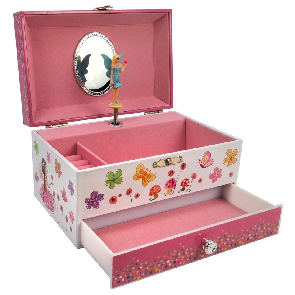 4556 Flowers and Butterfly Fairy Heirloom Musical Jewelry Box